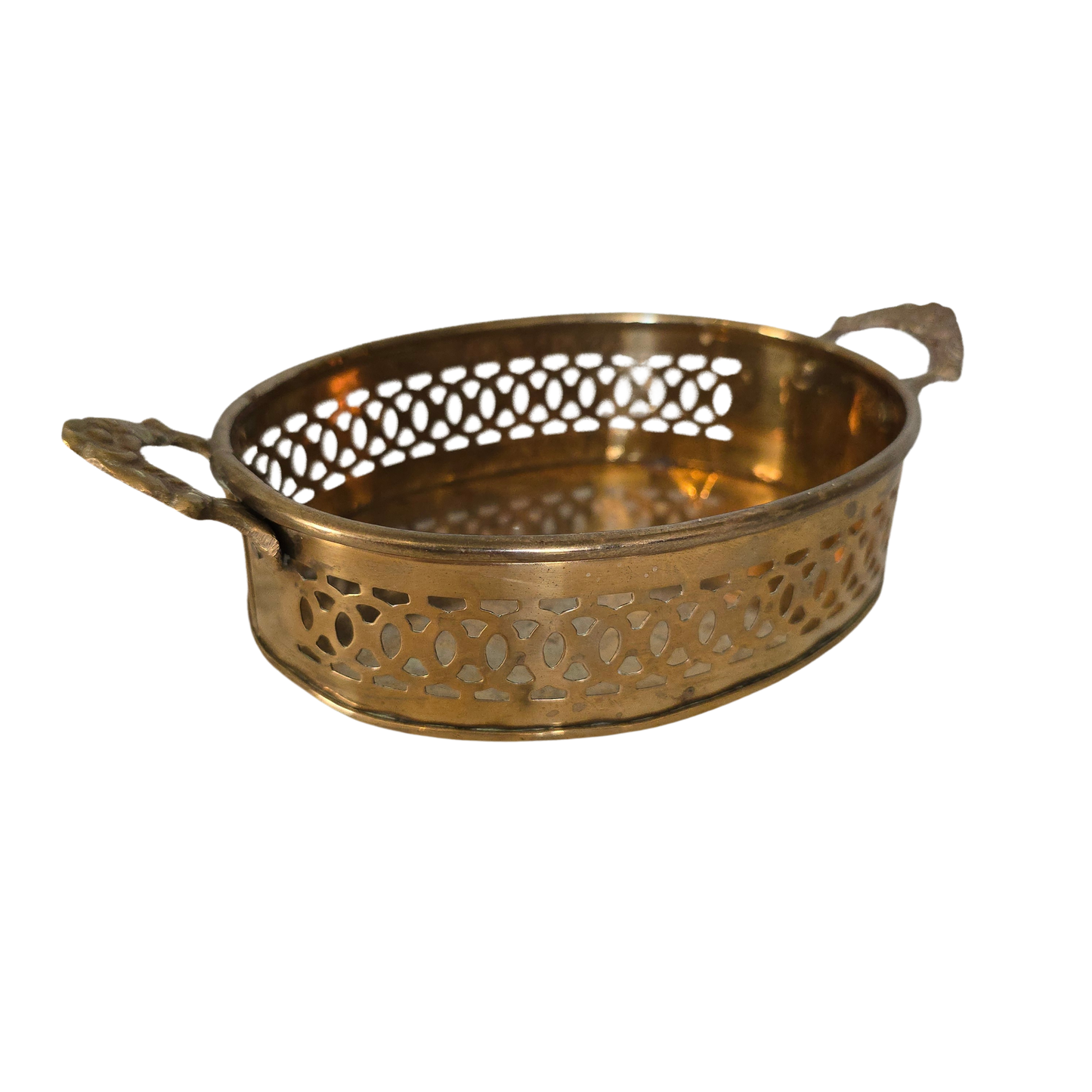 Vintage Brass Oval Tray with Handles/Jewelry Holder/Candle Holder
