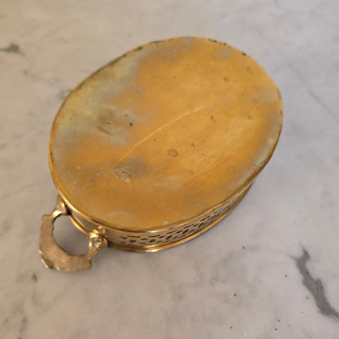 Vintage Brass Oval Tray with Handles/Jewelry Holder/Candle Holder