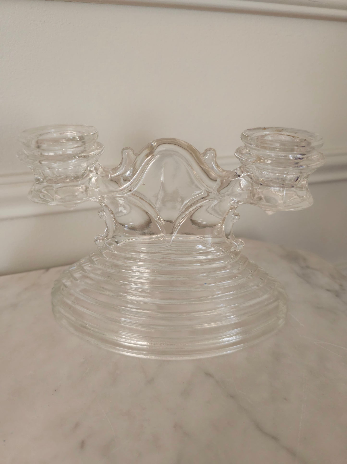 Vintage LE Smith Double Arm Glass Candle Holder