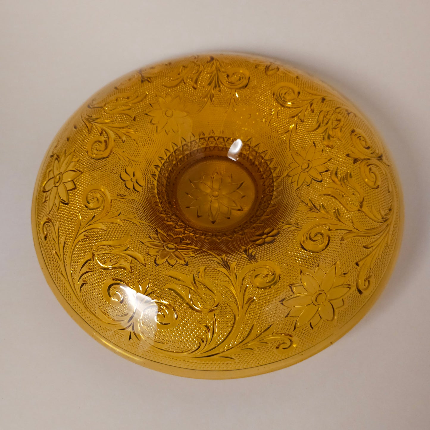 Vintage Amber Sandwich Glass Console Bowl
