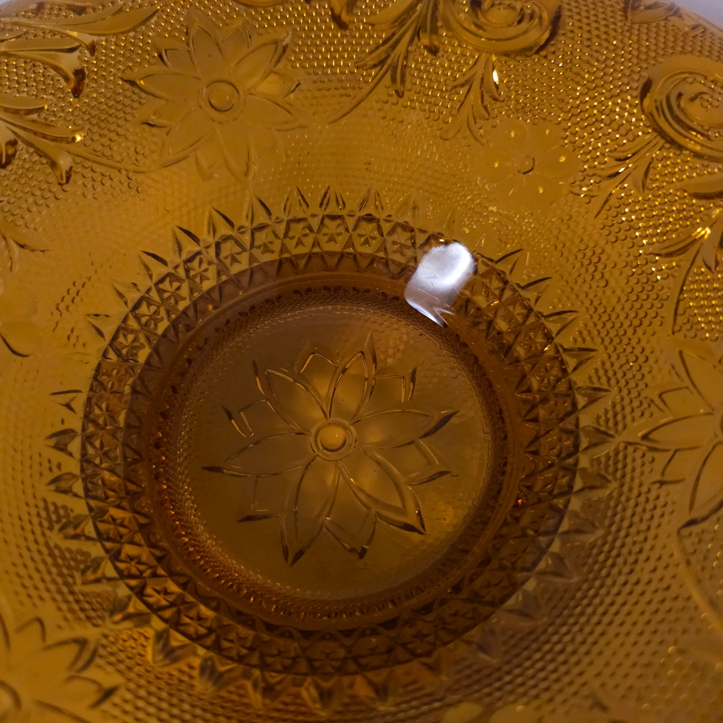 Vintage Amber Sandwich Glass Console Bowl