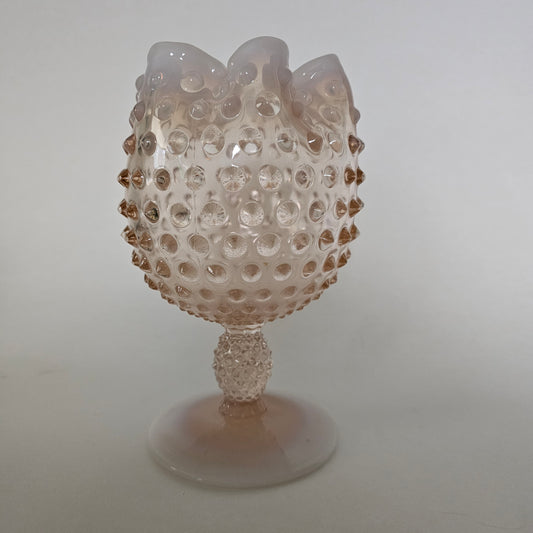 Vintage Duncan and Miller Pink Opalescent Hobnail Bowl Vase