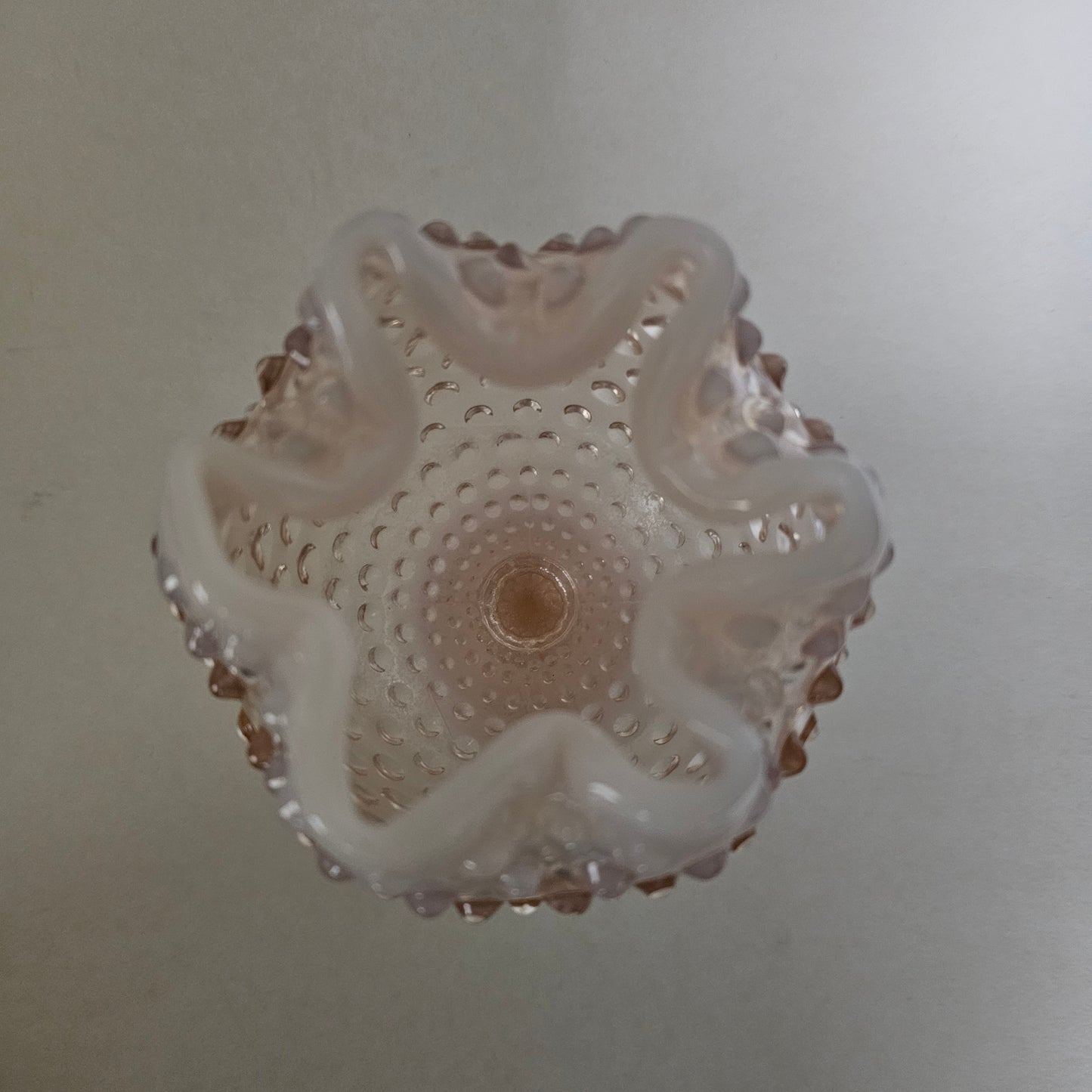 Vintage Duncan and Miller Pink Opalescent Hobnail Bowl Vase