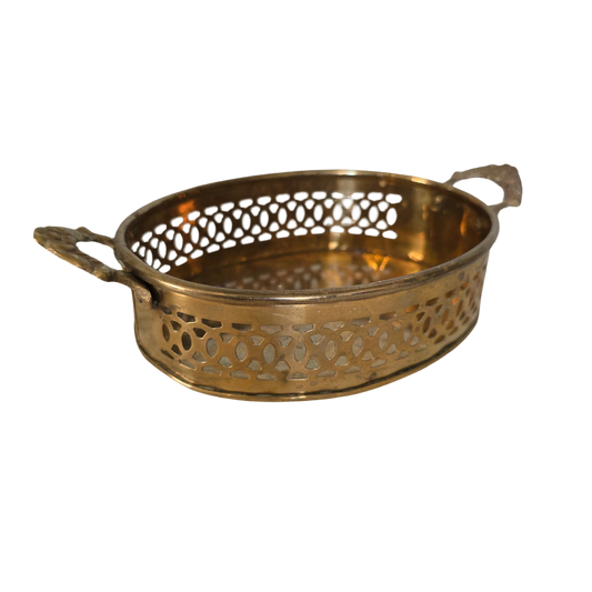 Vintage Brass Oval Tray with Handles/Jewelry Holder/Candle Holder