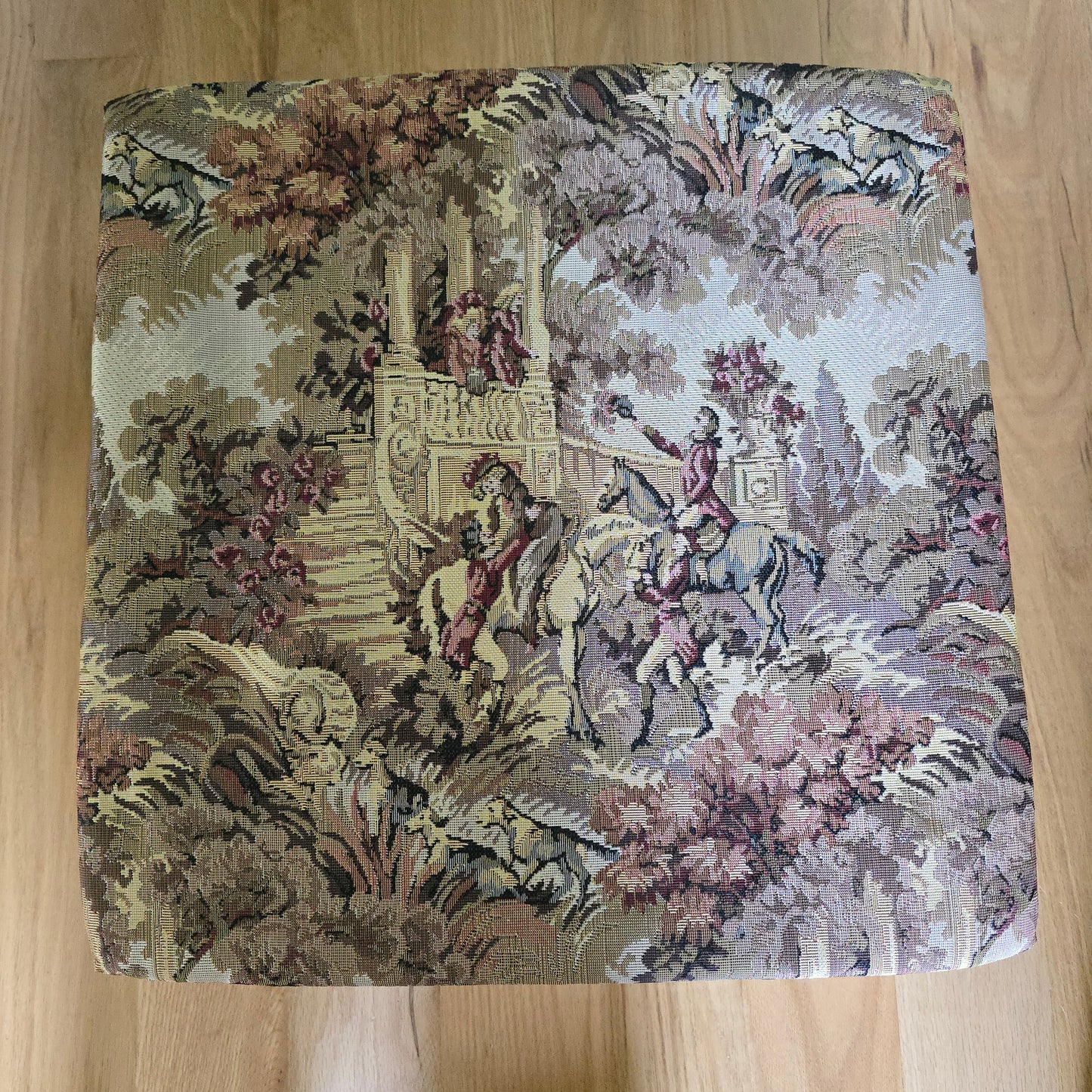 Vintage Tapestry Footstool with Fringe