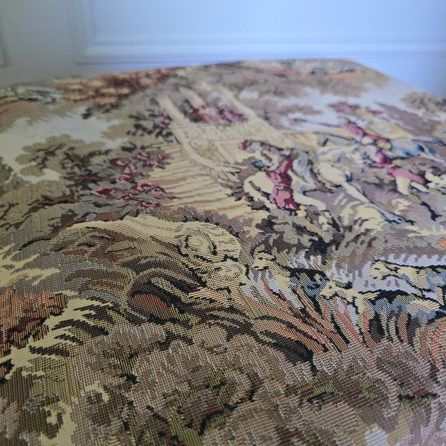 Vintage Tapestry Footstool with Fringe